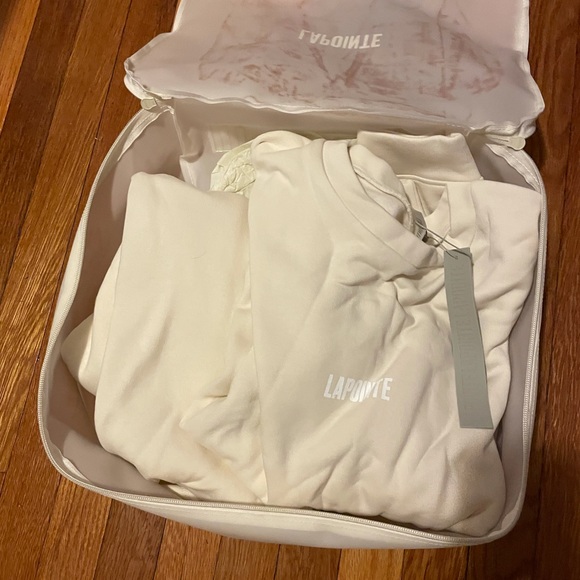 SALLY LAPOINTE Cream Ivory Sweatshirt Sweatpants Set Small NWT - Picture 2 of 6